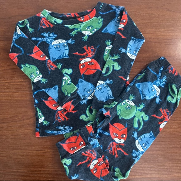 PJ Mask Kids Cotton Pajama Set Size 4T Snug Fit Navy Blue w/Characters - Picture 9 of 11